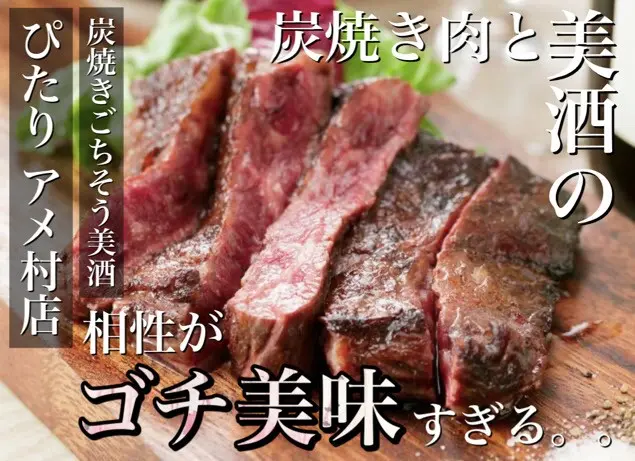 【アメ村×肉バル】炭焼き肉と洋美酒の相性がゴチうますぎる。。ぴたり アメ村店