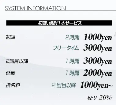CLUB ArKの料金システム
