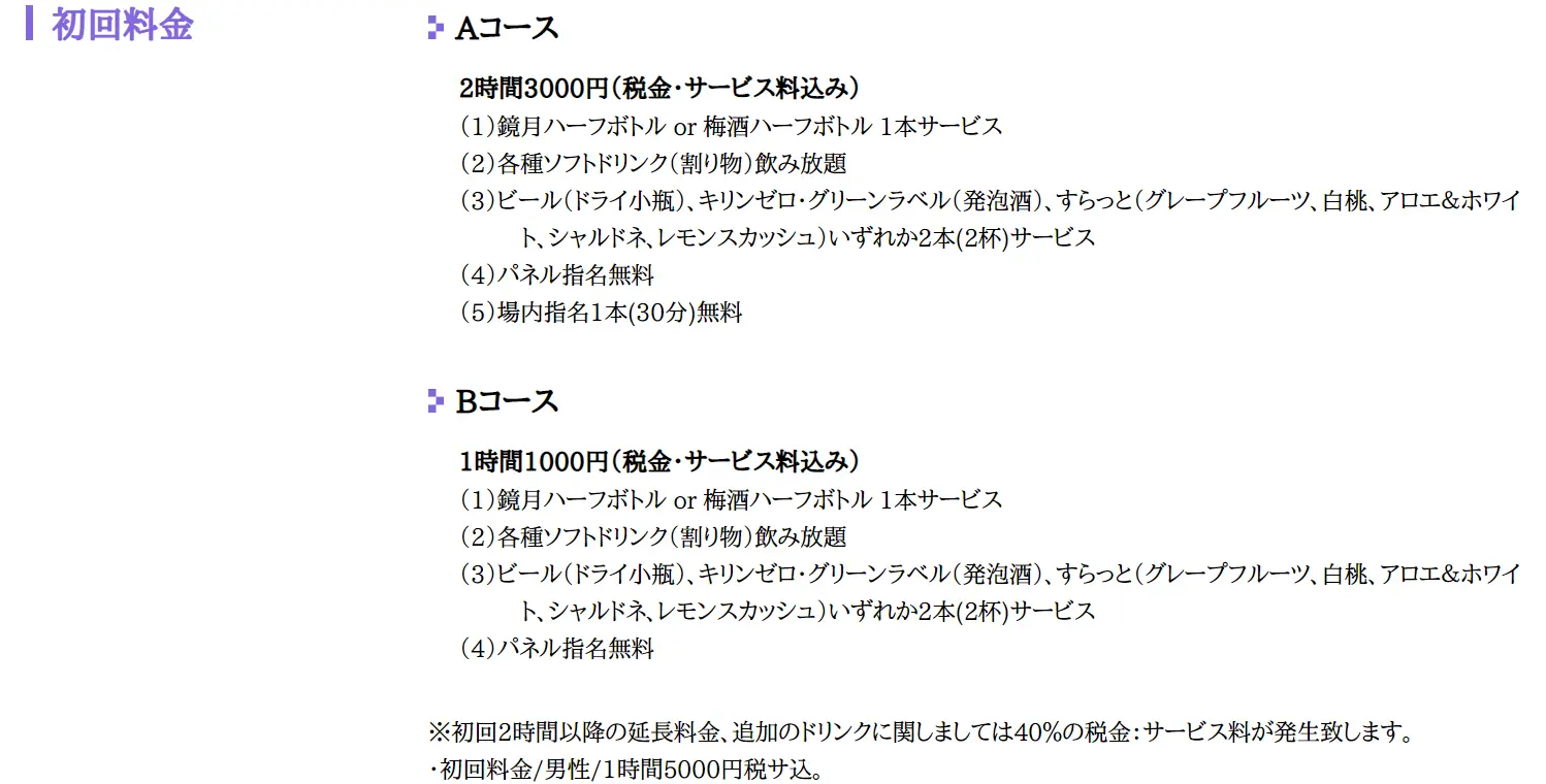 ホストクラブ アオイ 料金設定